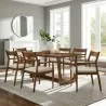 Modway Solara 7-Piece Wood Dining Set with Fabric Upholstered Armchairs Walnut - Modway Solara 7-Piece Wood Dining Set with Fabric Upholstered Armchairs Walnut