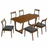 Modway Solara 7-Piece Wood Dining Set with Vegan Leather Side Chairs - Modway Solara 7-Piece Wood Dining Set with Vegan Leather Side Chairs