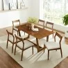 Modway Solara 7-Piece Wood Dining Set with Fabric Upholstered Side Chairs Walnut - Modway Solara 7-Piece Wood Dining Set with Fabric Upholstered Side Chairs Walnut