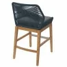 Modway Wellspring Outdoor Patio Teak and Rope Counter Stool Blue Back - Modway Wellspring Outdoor Patio Teak and Rope Counter Stool Blue Back