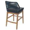 Modway Wellspring Outdoor Patio Teak and Rope Counter Stool Blue Back