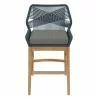 Modway Wellspring Outdoor Patio Teak and Rope Counter Stool Blue Front - Modway Wellspring Outdoor Patio Teak and Rope Counter Stool Blue Front