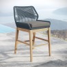 Modway Wellspring Outdoor Patio Teak and Rope Counter Stool Blue