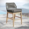 Modway Wellspring Outdoor Patio Teak and Rope Counter Stool Gray