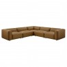 Modway Auren 5-Piece Upholstered Vegan Leather Modular L-Shaped Sofa Camel