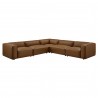 Modway Auren 5-Piece Upholstered Vegan Leather Modular L-Shaped Sofa Coffee