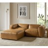 Modway Auren 3-Piece Upholstered Vegan Leather Modular Loveseat with Ottoman Camel