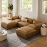 Modway Auren 5-Piece Upholstered Vegan Leather Modular U-Shaped Sofa Coffee