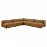 Modway Auren 5-Piece Upholstered Armless L-Shaped Vegan Leather Modular Sofa Camel