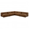 Modway Auren 5-Piece Upholstered Armless L-Shaped Vegan Leather Modular Sofa Coffee