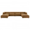 Modway Auren 6-Piece Upholstered Vegan Leather Modular Sofa Camel