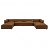 Modway Auren 6-Piece Upholstered Vegan Leather Modular Sofa Coffee