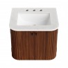 Modway Zia 24" Wall-Mount Bathroom Vanity with Marble Sink Walnut Top