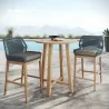 Modway Wellspring 3-Piece Outdoor Patio Teak Wood Bar Set Blue - Modway Wellspring 3-Piece Outdoor Patio Teak Wood Bar Set Blue