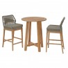 Modway Wellspring 3-Piece Outdoor Patio Teak Wood Bar Set Natural