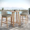 Modway Wellspring 3-Piece Outdoor Patio Teak Wood Bar Set Natural