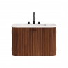 Modway Zia 30" Wall-Mount Bathroom Vanity with Marble Sink Walnut Front