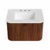 Modway Zia 30" Wall-Mount Bathroom Vanity with Marble Sink Walnut Top