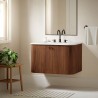 Modway Zia 30" Wall-Mount Bathroom Vanity with Marble Sink Walnut