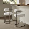 Modway Huron Curved Back Fabric and Metal Counter Stool Cream Set