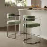Modway Huron Curved Back Fabric and Metal Counter Stool Leaf