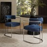 Modway Huron Curved Back Fabric and Metal Dining Accent Chair Navy