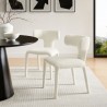 Modway Stellan Curved Back Boucle Upholstered Dining Chair White Set