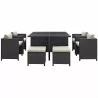 Modway Inverse 9 Piece Outdoor Patio Dining Set in Espresso Beige - Front Angle - Modway Inverse 9 Piece Outdoor Patio Dining Set in Espresso Beige - Front Angle