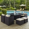 Modway Inverse 9 Piece Outdoor Patio Dining Set in Espresso Beige - Lifestyle