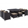 Modway Inverse 9 Piece Outdoor Patio Dining Set in Espresso Mocha - Front Side Angle