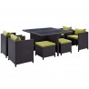 Modway Inverse 9 Piece Outdoor Patio Dining Set in Espresso Peridot - Front Side Angle