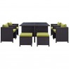 Modway Inverse 9 Piece Outdoor Patio Dining Set in Espresso Peridot - Front Angle