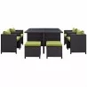 Modway Inverse 9 Piece Outdoor Patio Dining Set in Espresso Peridot - Front Angle - Modway Inverse 9 Piece Outdoor Patio Dining Set in Espresso Peridot - Front Angle