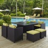 Modway Inverse 9 Piece Outdoor Patio Dining Set in Espresso Peridot - Lifestyle