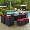 Modway Inverse 9 Piece Outdoor Patio Dining Set in Espresso Red - Lifestyle