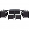 Modway Inverse 9 Piece Outdoor Patio Dining Set in Espresso White - Set in Front Angle