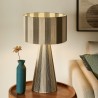 Modway Renae Handwoven Cotton Thread Striped Table Lamp Gray 2