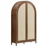 Modway Calista 79" Tall Wide Rattan Arched Storage Cabinet Walnut 1
