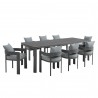 Modway Tahoe 9-Piece Outdoor Patio Aluminum Dining Set With Extendable Table 6