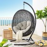 Modway Encase Swing Outdoor Patio Lounge Chair in Beige - Lifestyle - Modway Encase Swing Outdoor Patio Lounge Chair in Beige - Lifestyle