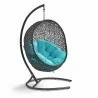 Modway Encase Swing Outdoor Patio Lounge Chair - Turquoise - Front Side Angle - Modway Encase Swing Outdoor Patio Lounge Chair - Turquoise - Front Side Angle