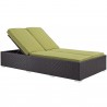 Modway Evince Double Outdoor Patio Chaise - Espresso Peridot  - Reclined Front Side Angle