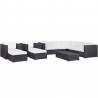 Modway Avia 10 Piece Outdoor Patio Sectional Set in Espresso White - Front Side Angle