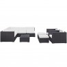 Modway Avia 10 Piece Outdoor Patio Sectional Set in Espresso White - Front Angle
