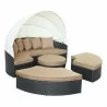 Modway Quest Canopy Outdoor Patio Daybed in Espresso Mocha - Front Side Angle - Modway Quest Canopy Outdoor Patio Daybed in Espresso Mocha - Front Side Angle