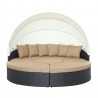 Modway Quest Canopy Outdoor Patio Daybed in Espresso Mocha - Front Angle