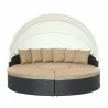 Modway Quest Canopy Outdoor Patio Daybed in Espresso Mocha - Front Angle - Modway Quest Canopy Outdoor Patio Daybed in Espresso Mocha - Front Angle
