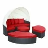 Modway Quest Canopy Outdoor Patio Daybed in Espresso Red - Front Side Angle - Modway Quest Canopy Outdoor Patio Daybed in Espresso Red - Front Side Angle