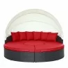Modway Quest Canopy Outdoor Patio Daybed in Espresso Red - Front Angle - Modway Quest Canopy Outdoor Patio Daybed in Espresso Red - Front Angle