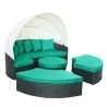 Modway Quest Canopy Outdoor Patio Daybed in Espresso Turquoise - Front Side Angle - Modway Quest Canopy Outdoor Patio Daybed in Espresso Turquoise - Front Side Angle